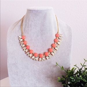 J Crew Orange with Crystal Ivory Necklace